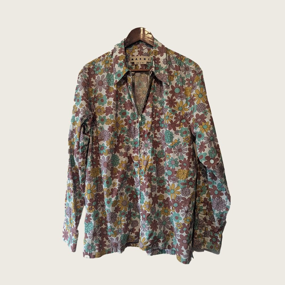MARNI - Flower print zipped shirt - Sz 50